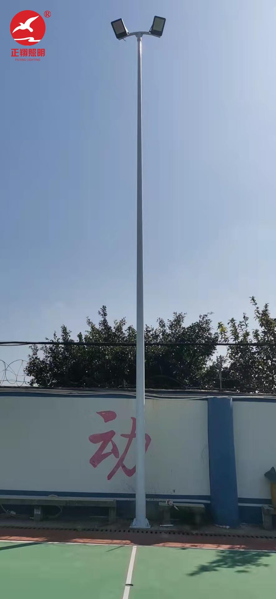 海南機電學校12米球場路燈工程案例