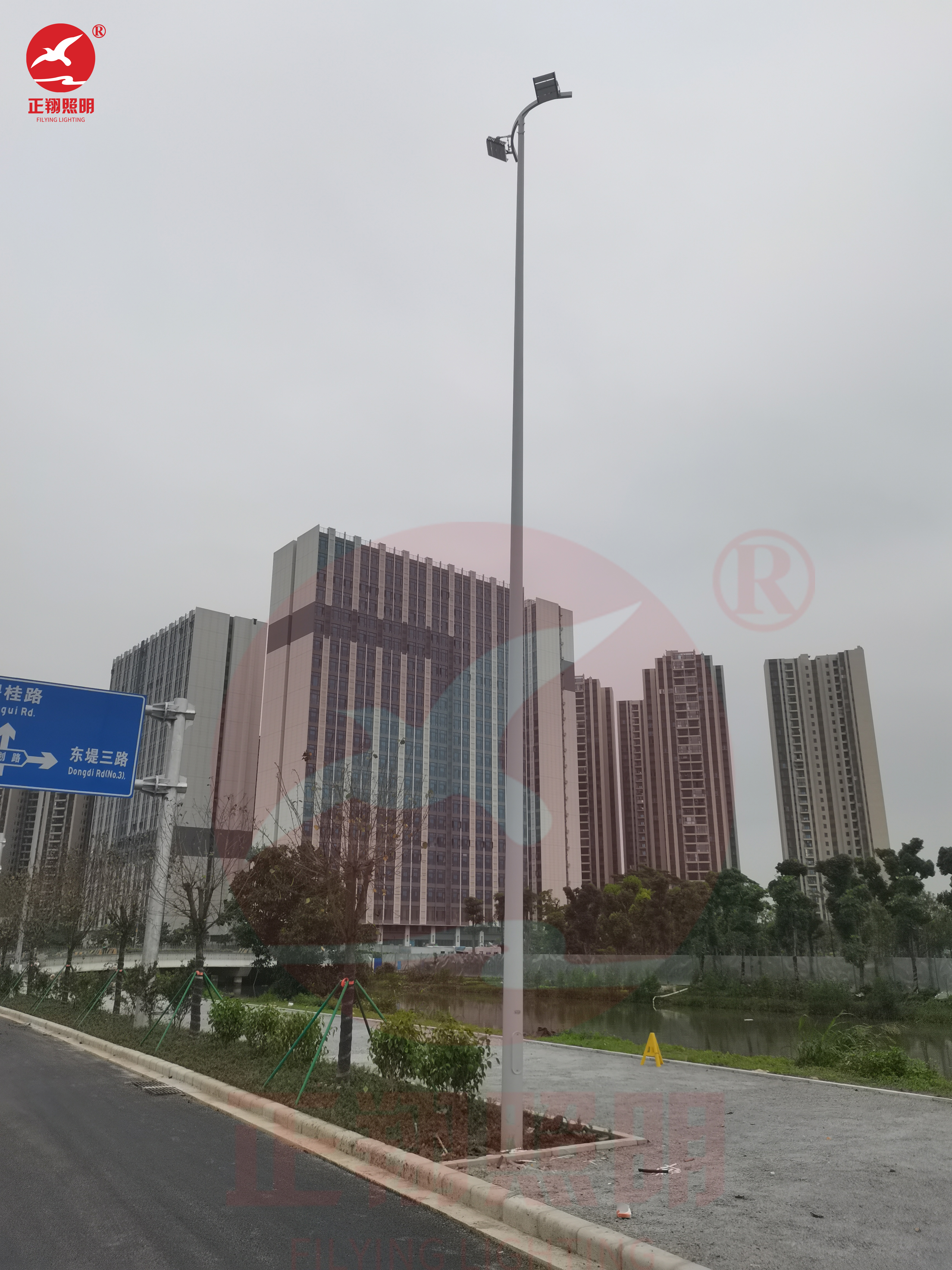 佛山容桂外環(huán)路上涌河路段市電路燈案例